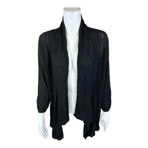 Laurie Felt Women's Open-Front Asymmetric Cardigan Black X-Large Size